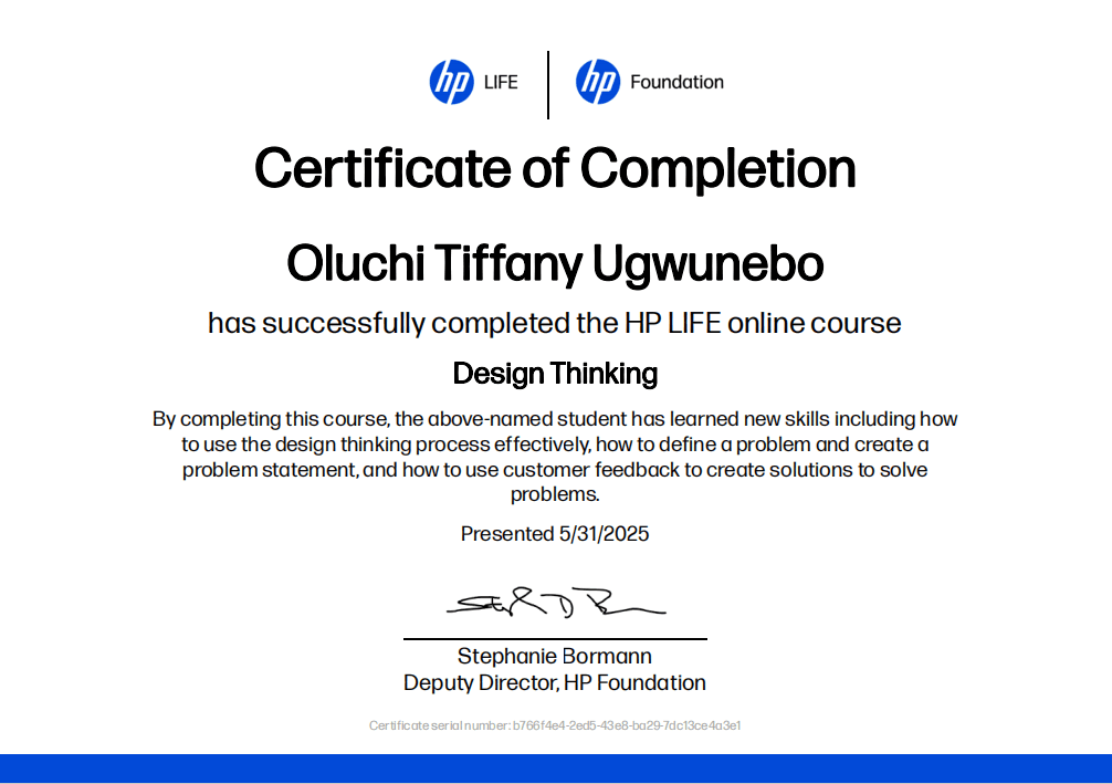 Design Thinking – Certificate of Completion